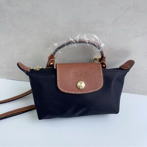 Longchamp Black Mini Bag with Brown Accents